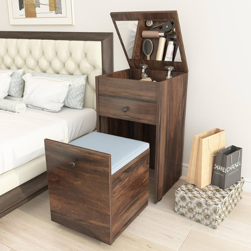 Dresser Unit with Mirror, Seating and Storage