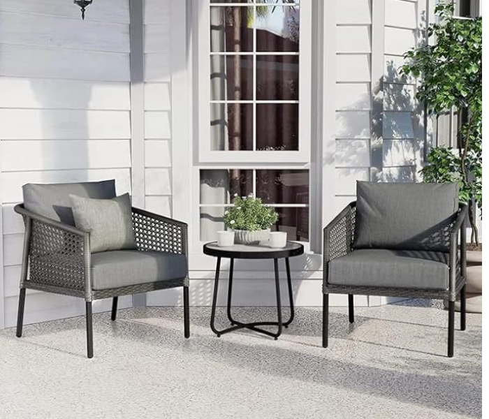 Patio Set Bistro Furniture with Santa Gray Cushions