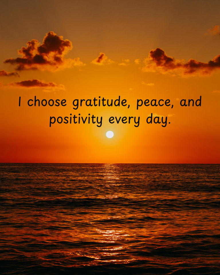 Golden sunset over calm ocean representing gratitude, peace, and a positive mindset.