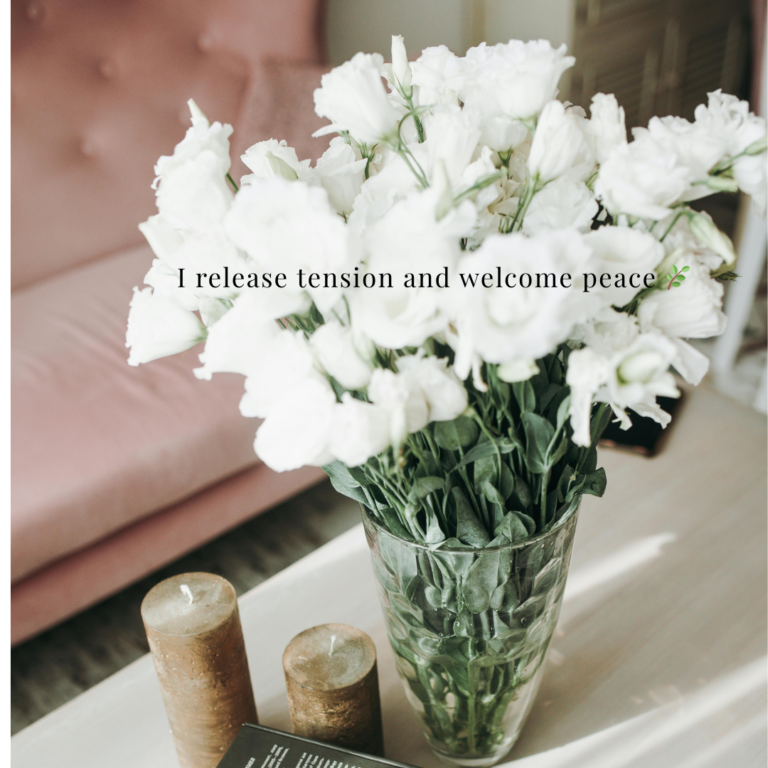 calming affirmations for stress relief and emotional healing in a peaceful workspace