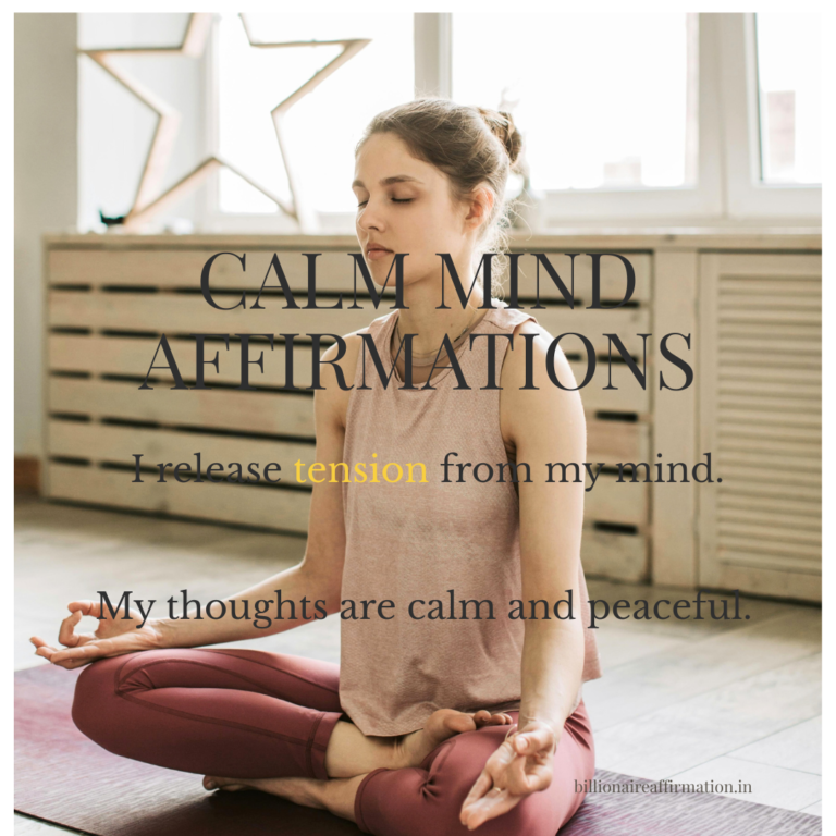Calm meditation space representing calm mind affirmations for stress relief and relaxation.