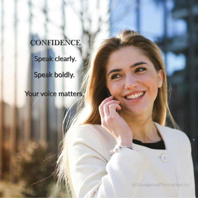 Smiling woman confidently talking on phone representing social confidence and bold communication