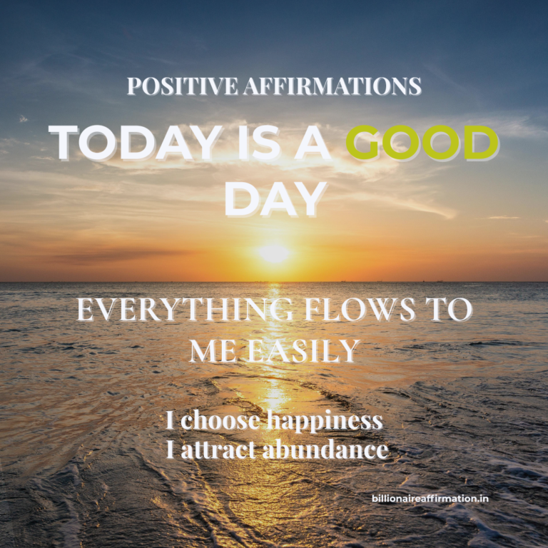 Positive Life affirmations for happiness and abundance with sunrise background