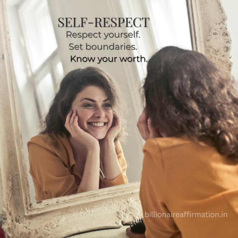 woman looking at mirror practicing self-respect affirmations to value yourself