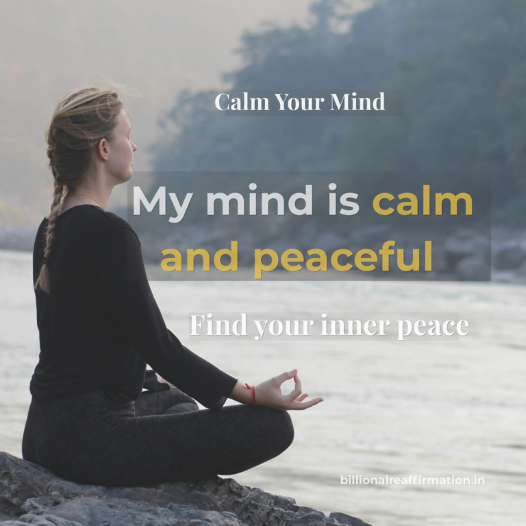 woman meditating near river for calm mind and stress relief