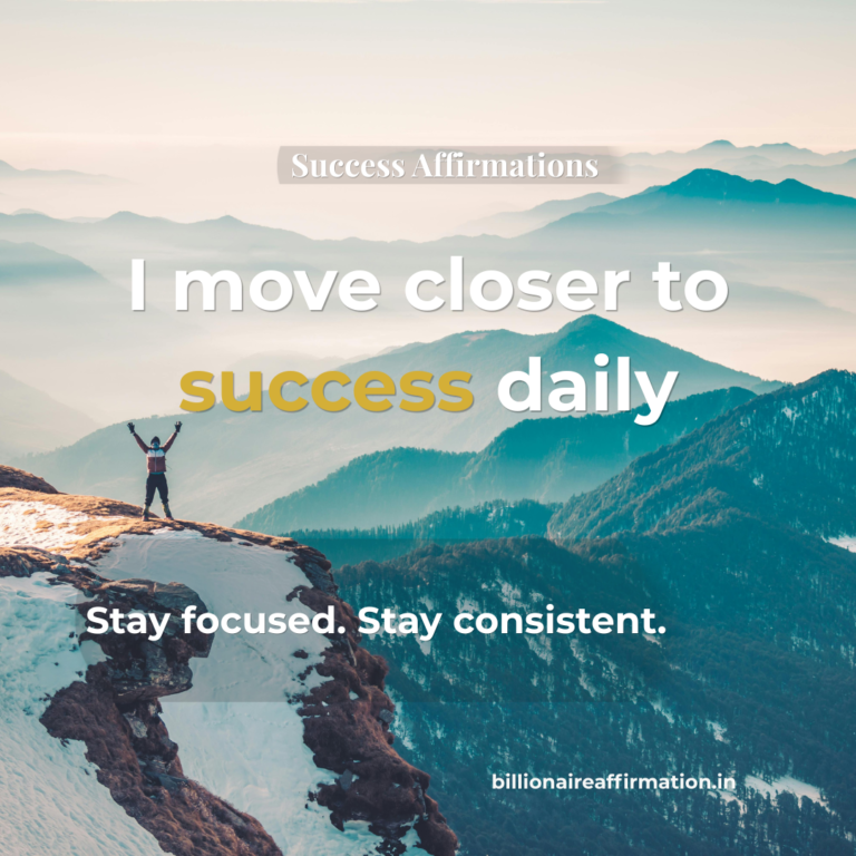 success affirmations person standing on mountain peak celebrating achievement and goal success