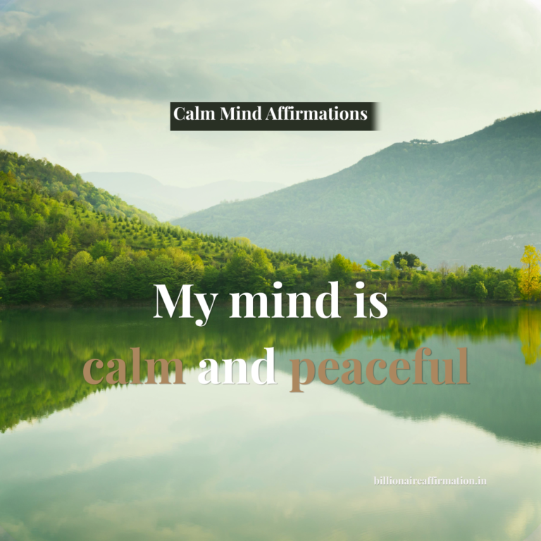 A peaceful sunrise landscape with calming affirmations for inner peace, emotional balance, and a calm mind.