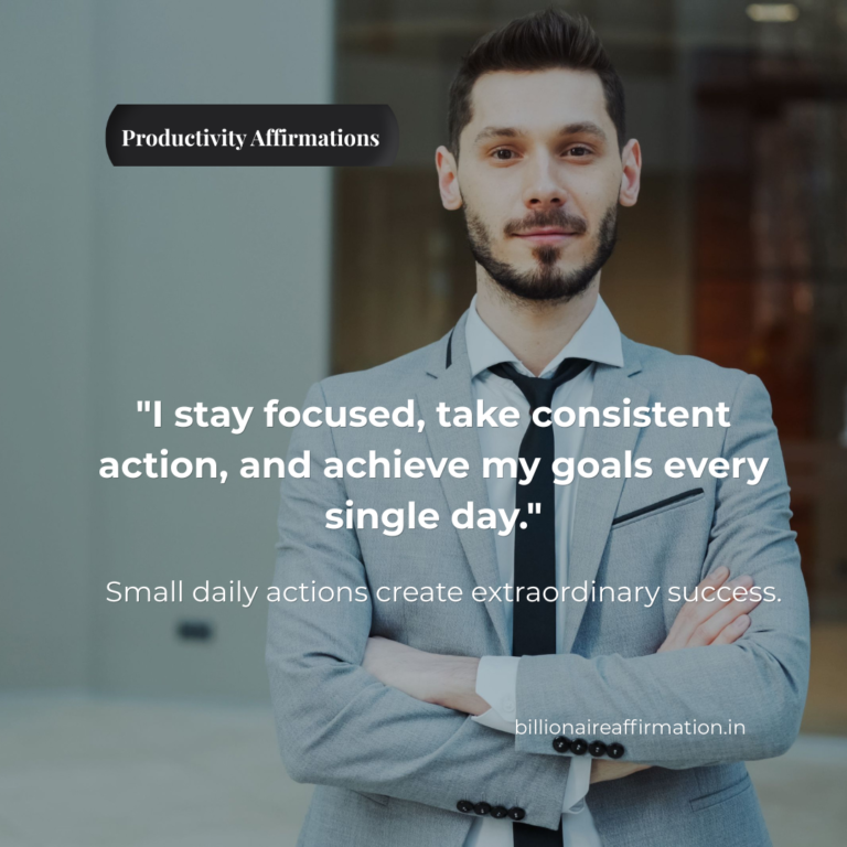 Confident businessman standing with folded arms representing productivity, focus, confidence, and success while practicing daily goal affirmations.
