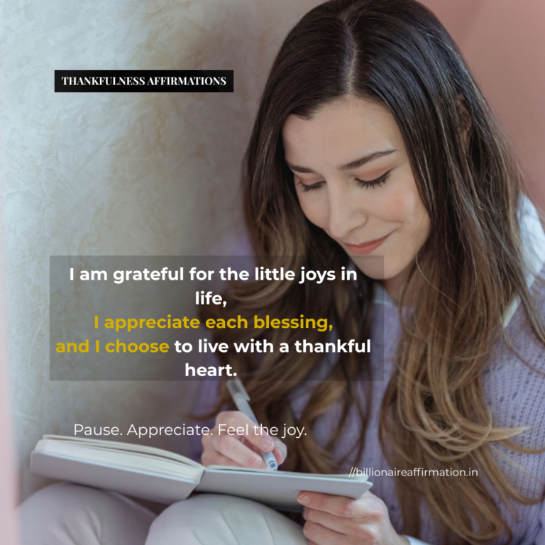 Woman practicing thankfulness affirmations for a joyful heart